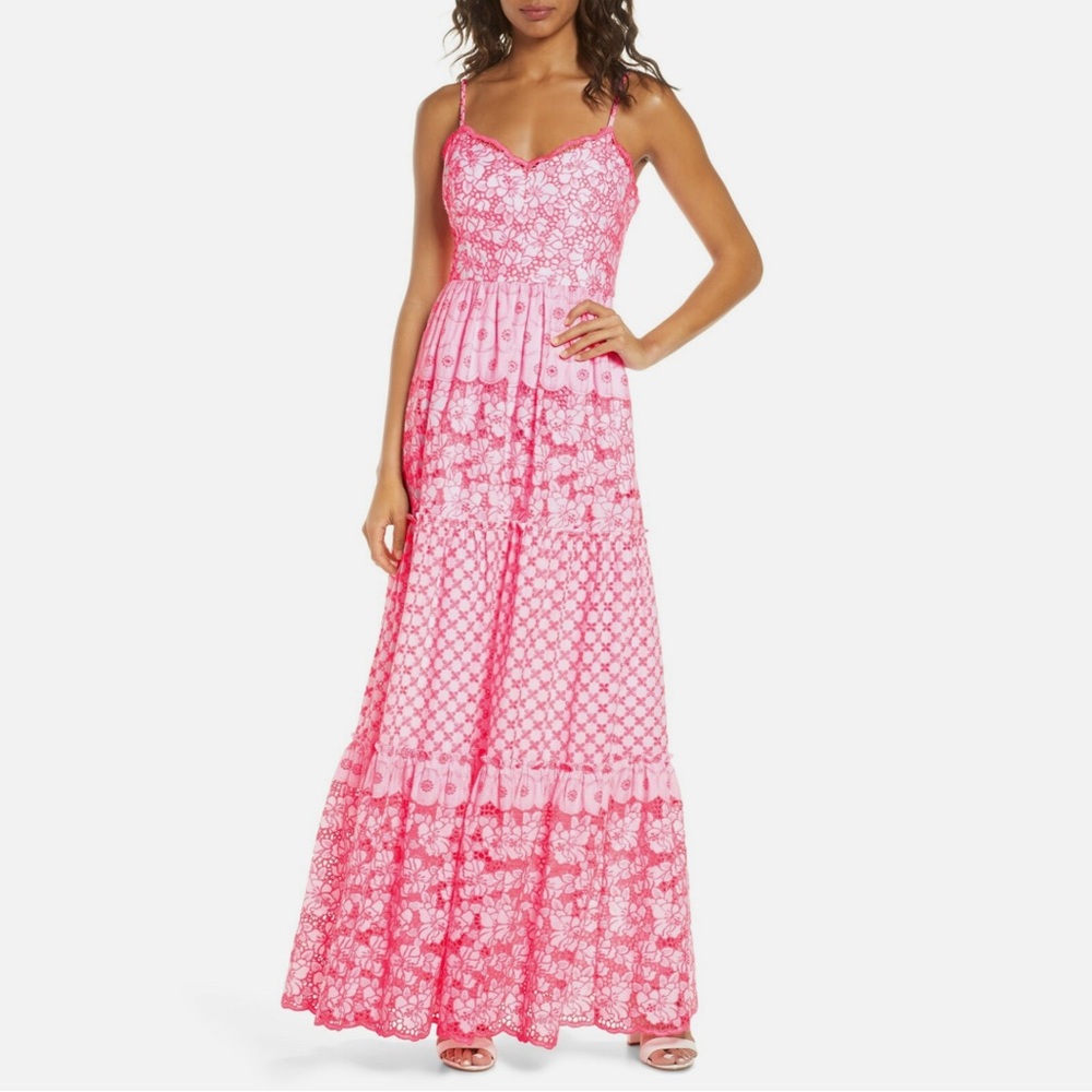 Lilly Pulitzer Kyla Maxi Dress in Lilly’s Coral Garden Eyelet size 4